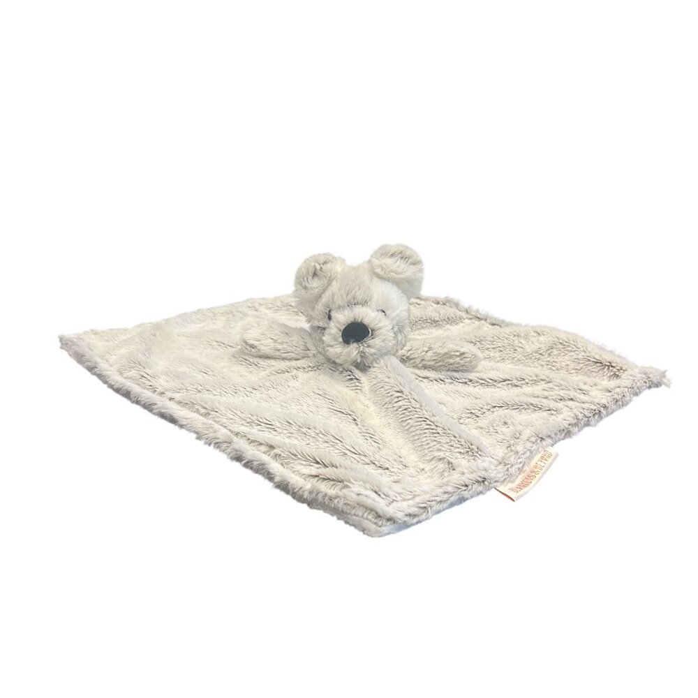 BLANKETS & BEYOND Security Blanket Plush Bear Grey White Fleece 13"x13"